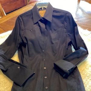 CR Ranchwear Black fitted shirt, Size M